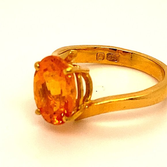 Mandarin Spessartine 22K Solid Yellow Gold Ring - Picture 6 of 7